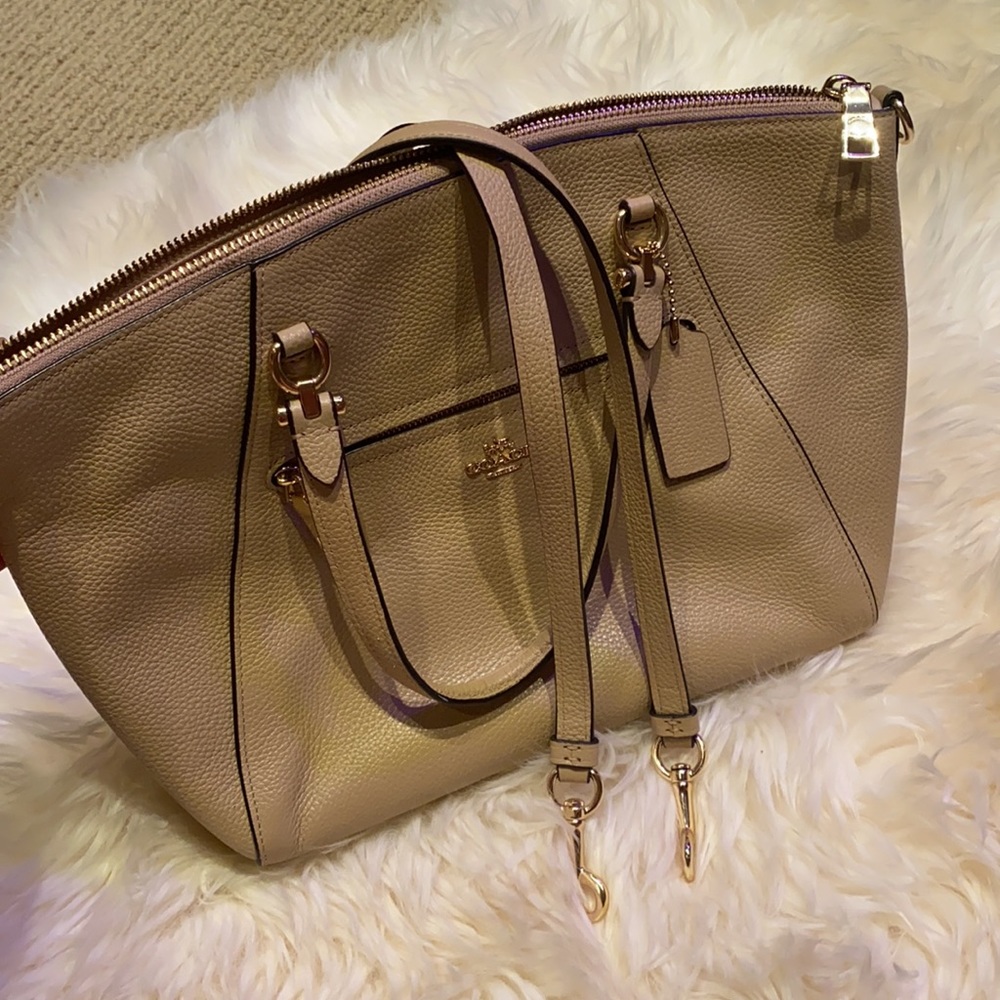 LIKE NEW! COACH CREAM/TAUPE SATCHEL PURSE